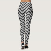 Black White Silver Glitter Chevron Zigzag Pattern Leggings (Achterkant)