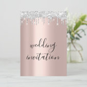 Black White Silver Grey Drift Roos Gold Wedding Kaart (Staand voorkant)
