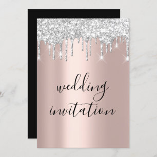 Black White Silver Grey Drift Roos Gold Wedding Kaart