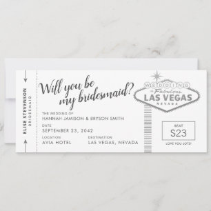 Black White Silver Vegas Bridesmaid proposal Kaart
