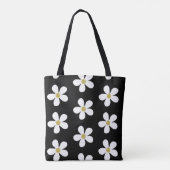 Black White Simple Daisy Gold Monogram Draagtas (Achterkant)