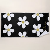 Black White Simple Daisy Gold Personal Strandlaken (Voorkant)