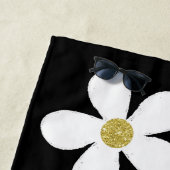 Black White Simple Daisy Gold Personal Strandlaken (In situ)