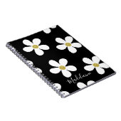 Black White Simple Daisy Pattern Gold School Notitieboek (Rechterzijde)