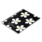 Black White Simple Daisy Pattern Gold School Notitieboek (Linkerzijde)