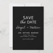 Black White Simple Handwrited Save the Date Photo Kaart (Achterkant)
