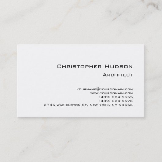 Black White Simple Plain Architect Visitekaartje (Voorkant)