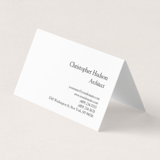 Black White Simple Plain Architect Visitekaartje (Voorkant)