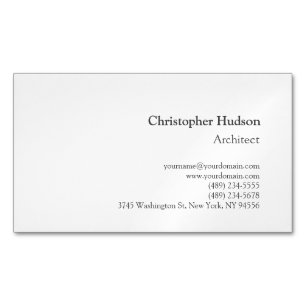 Black White Simple Plain Architect Visitekaartje Magnetisch Visitekaartje