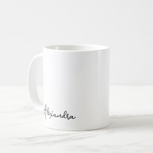 Black White Simple Script Monogram Name Coffee Mok (Voorkant links)