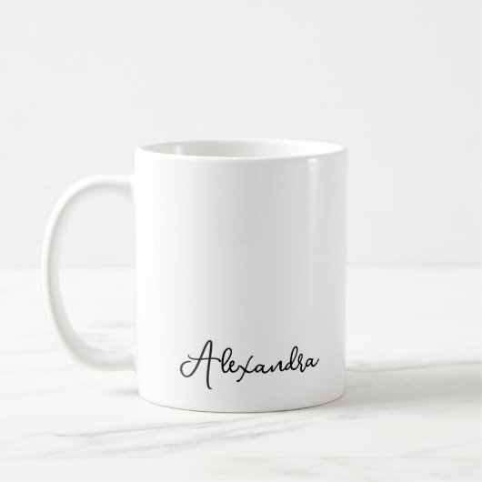 Black White Simple Script Monogram Name Coffee Mok (Links)