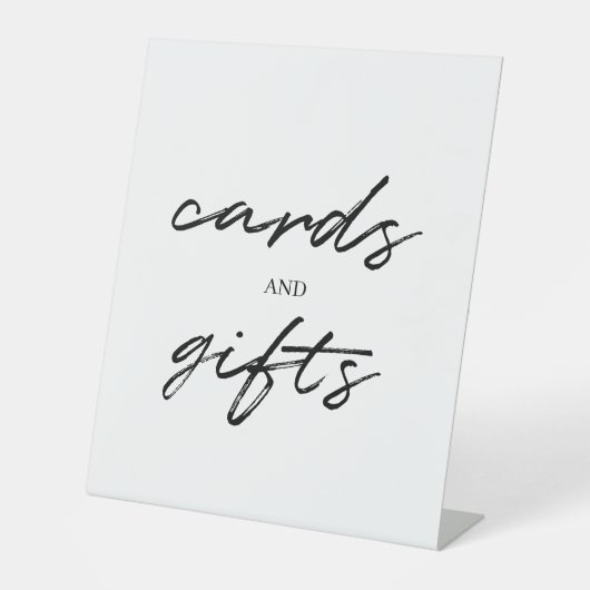 Black White Simple Script Weddenskaarten en cadeau Reclamebord Met Voetstuk (Voorkant)