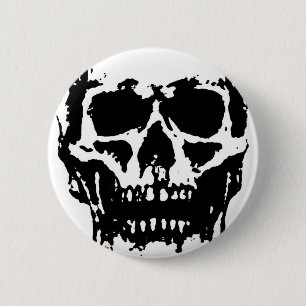 Black White Skull Pop Art Ronde Button 5,7 Cm