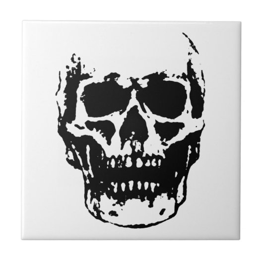 Black White Skull Pop Art Tegeltje (Voorkant)