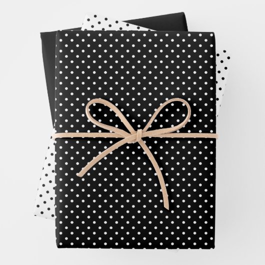 Black White Small Polka Dot Pattern Inpakpapier Vel (In situ)