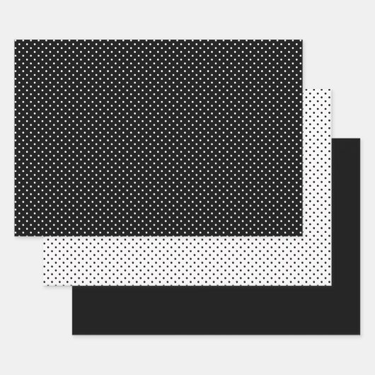 Black White Small Polka Dot Pattern Inpakpapier Vel (Set)