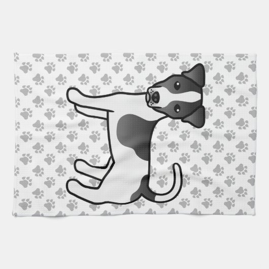 Black & White Smooth Coat Jack Russell Terrier Dog Theedoek (Horizontaal)