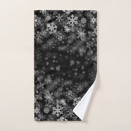 Black White Snowflake kerst Bad Handdoek (Handdoek)