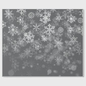Black White Snowflake kerstwinter Cadeaupapier (Vlak)