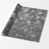 Black White Snowflake kerstwinter Cadeaupapier (Uitgerold)