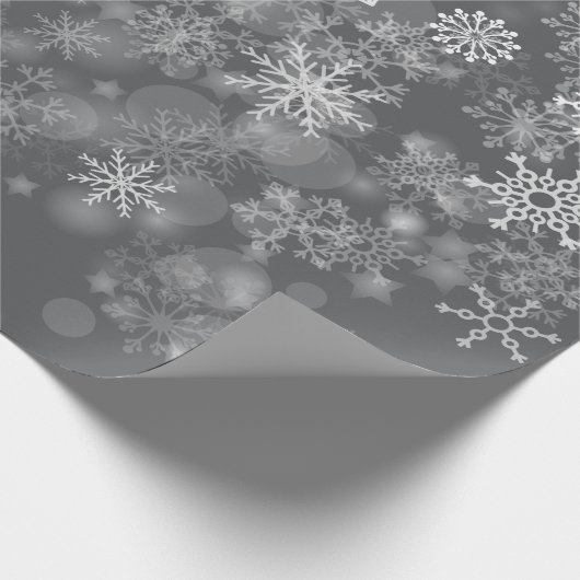 Black White Snowflake kerstwinter Cadeaupapier (Hoek)