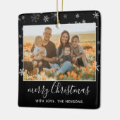 Black White Snowflake Merry-kerstfoto Keramisch Ornament (Links)