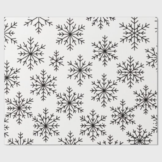 Black & White Snowflake Pattern Wrapping Paper  Cadeaupapier (Vlak)