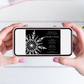 Black White Snowflake Winter Weddenschap Kaart