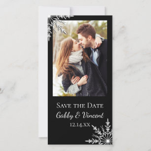 Black White Snowflake Winter Wedding Save the Date