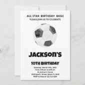 Black White Soccer Invitations Anniversaire (Devant)