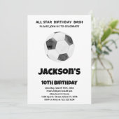 Black White Soccer Invitations Anniversaire (Debout devant)