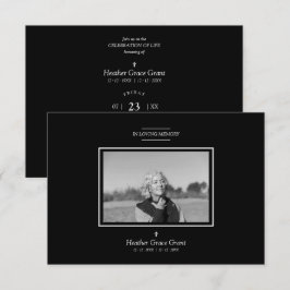 Black White Sophisticated Minimalist Photo Funeral