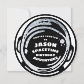 Black White Space Astronaut Birthday Invitations Kaart (Voorkant)