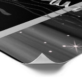 Black White Sparkles Champagne Party Banner Poster (Hoek)