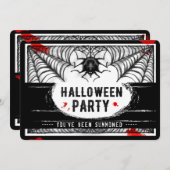 Black & White Spider Web Halloween Invitation de f (Devant / Derrière)