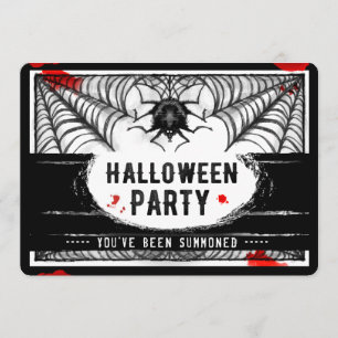Black & White Spider Web Halloween Party Uitnodige Kaart
