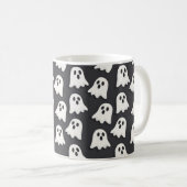 Black & White Spooky Ghost Pattern Mok (Voorkant rechts)
