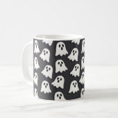 Black & White Spooky Ghost Pattern Mok (Voorkant links)