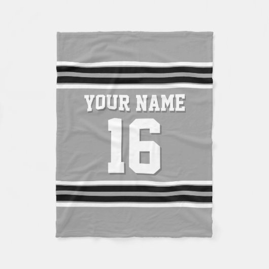 Black White Sports Jersey Fleece Deken (Voorkant)