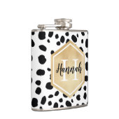 Black White Spots Pattern Gold Monogram Heupfles (Rechts)