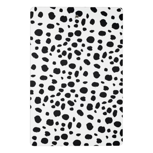 Black White Spots Pattern Gold Monogram Mini Klembord (Achterkant)