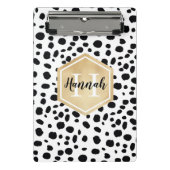 Black White Spots Pattern Gold Monogram Mini Klembord (Voorkant)