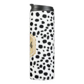 Black White Spots Pattern Gold Monogram Thermosbeker (Geroteerd rechts)