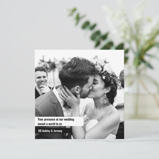 Black White Square Photo Weddenschap Hartelijk dan Kaart (Staand voorkant)