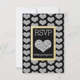 Black White Star Gold Heart RSVP eenvoudig elegant