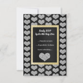 Black White Star Gold Heart RSVP simple élégant (Dos)