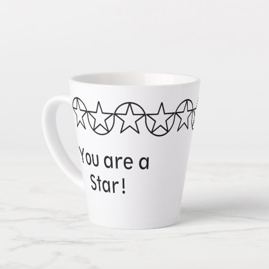 Black & White Star moderne Latte Mug personnalisé (Angle gauche)