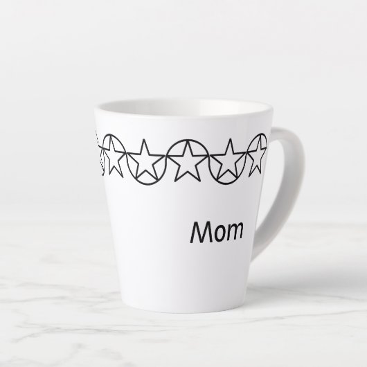 Black & White Star moderne Latte Mug personnalisé (Angle droit)