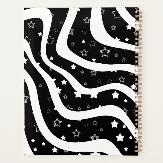 Black &white stars on lines  planner (Achterkant)