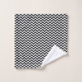 Black White Stippen Zig Zag Stripes Pattern Bad Handdoek (Wasdoekje)